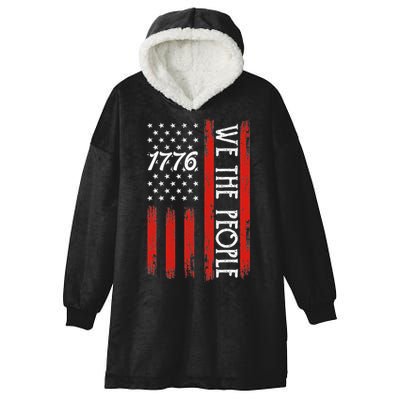 Happy 4th Of July 1776 American Flag Hooded Wearable Blanket