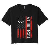 Happy 4th Of July 1776 American Flag Women's Crop Top Tee