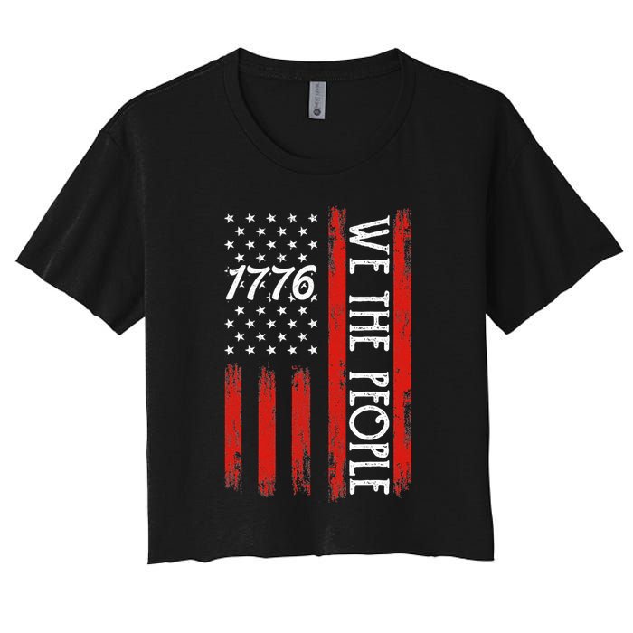 Happy 4th Of July 1776 American Flag Women's Crop Top Tee