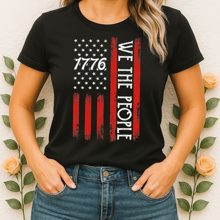 Happy 4th Of July 1776 American Flag Womens T-Shirt