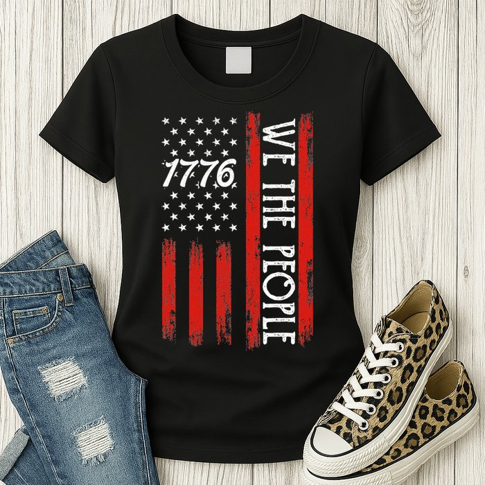 Happy 4th Of July 1776 American Flag Womens T-Shirt