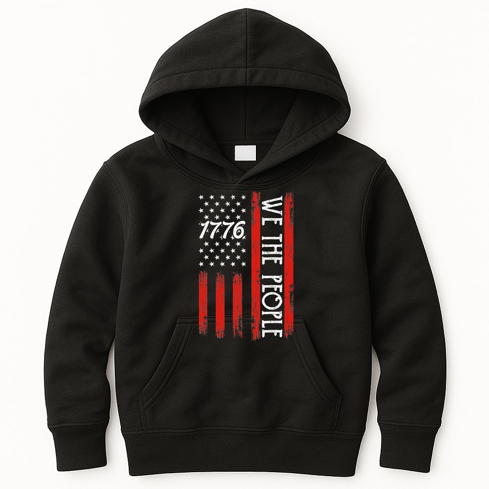 Happy 4th Of July 1776 American Flag Kids Hoodie