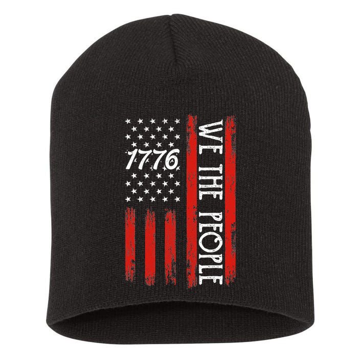 Happy 4th Of July 1776 American Flag Short Acrylic Beanie
