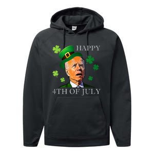 Happy 4th Of July Confused Funny Joe Biden St Patricks Day  Performance Fleece Hoodie