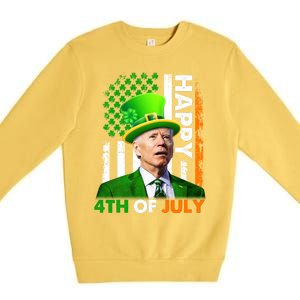 Happy 4th Of July Joe Biden St Patricks Day Leprechaun American Flag Premium Crewneck Sweatshirt