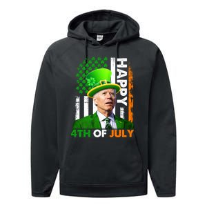 Happy 4th Of July Joe Biden St Patricks Day Leprechaun American Flag Performance Fleece Hoodie