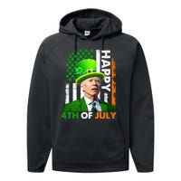 Happy 4th Of July Joe Biden St Patricks Day Leprechaun American Flag Performance Fleece Hoodie