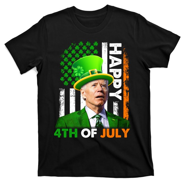 Happy 4th Of July Joe Biden St Patricks Day Leprechaun American Flag T-Shirt