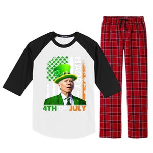 Happy 4th Of July Joe Biden St Patricks Day Leprechaun American Flag Raglan Sleeve Pajama Set