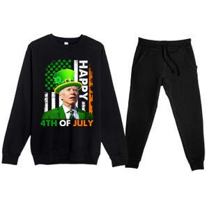 Happy 4th Of July Joe Biden St Patricks Day Leprechaun American Flag Premium Crewneck Sweatsuit Set