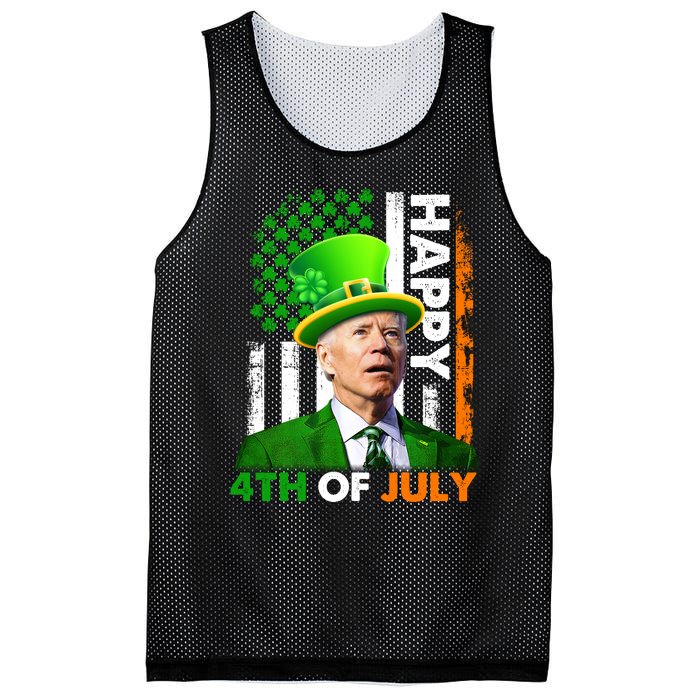 Happy 4th Of July Joe Biden St Patricks Day Leprechaun American Flag Mesh Reversible Basketball Jersey Tank