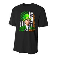 Happy 4th Of July Joe Biden St Patricks Day Leprechaun American Flag Youth Performance Sprint T-Shirt