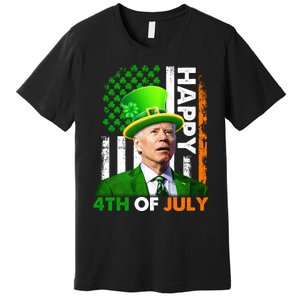 Happy 4th Of July Joe Biden St Patricks Day Leprechaun American Flag Premium T-Shirt