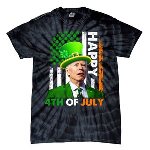 Happy 4th Of July Joe Biden St Patricks Day Leprechaun American Flag Tie-Dye T-Shirt