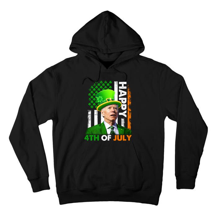 Happy 4th Of July Joe Biden St Patricks Day Leprechaun American Flag Tall Hoodie