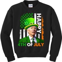 Happy 4th Of July Joe Biden St Patricks Day Leprechaun American Flag Kids Sweatshirt