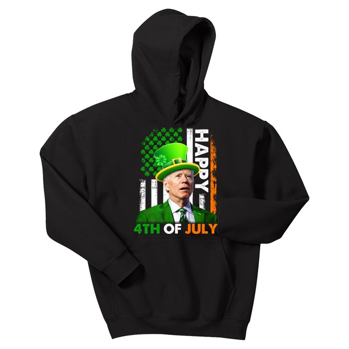 Happy 4th Of July Joe Biden St Patricks Day Leprechaun American Flag Kids Hoodie