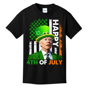 Happy 4th Of July Joe Biden St Patricks Day Leprechaun American Flag Kids T-Shirt