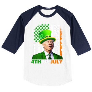 Happy 4th Of July Joe Biden St Patricks Day Leprechaun American Flag Baseball Sleeve Shirt