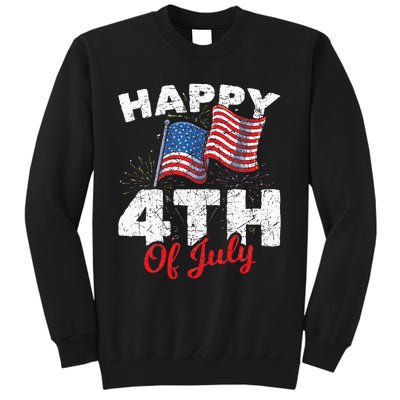 Happy 4th Of July Patriotic American US Flag 4th Of July Tall Sweatshirt