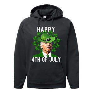 Happy 4th Of July Confused Funny Joe Biden St Patricks Day Performance Fleece Hoodie