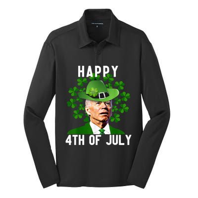 Happy 4th Of July Confused Funny Joe Biden St Patricks Day Silk Touch Performance Long Sleeve Polo