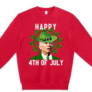 Happy 4th Of July Confused Funny Joe Biden St Patricks Day Premium Crewneck Sweatshirt