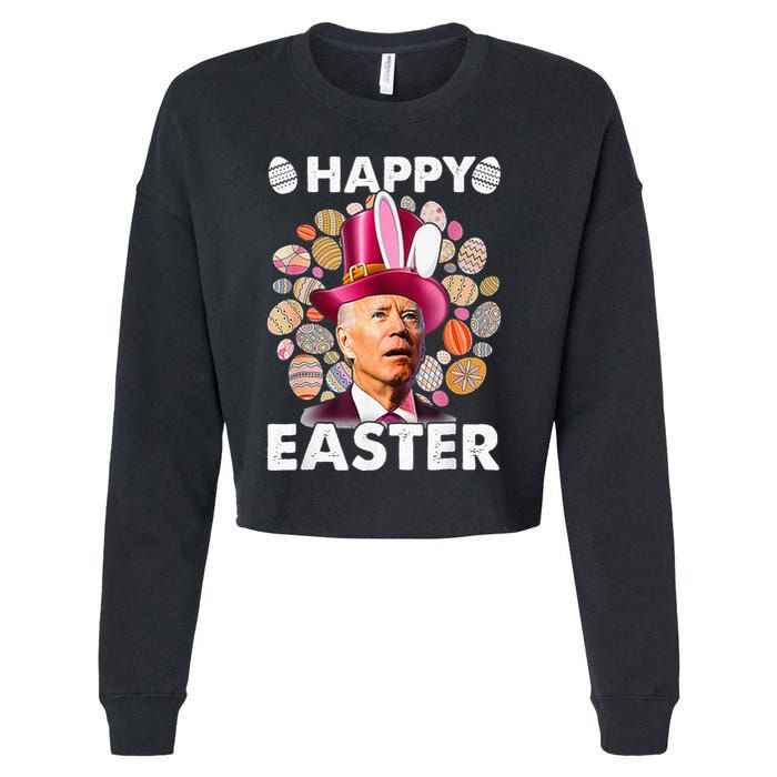 Happy 4th Of July Easter Biden Confused Rabbit Bunny Eggs  Cropped Pullover Crew
