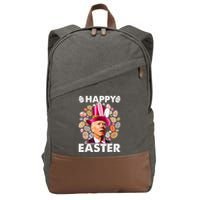 Happy 4th Of July Easter Biden Confused Rabbit Bunny Eggs  Cotton Canvas Backpack