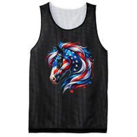 Horse 4th Of July Patriotic Horse Graphic American Flag Mesh Reversible Basketball Jersey Tank