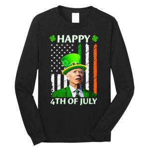 Happy 4th Of July Funny Joe Biden Confused St Patricks Day  Long Sleeve Shirt