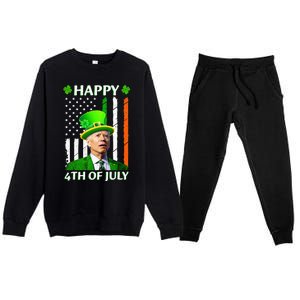 Happy 4th Of July Funny Joe Biden Confused St Patricks Day  Premium Crewneck Sweatsuit Set