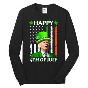 Happy 4th Of July Funny Joe Biden Confused St Patricks Day  Tall Long Sleeve T-Shirt