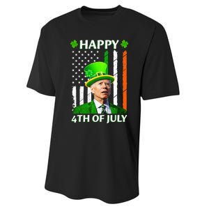 Happy 4th Of July Funny Joe Biden Confused St Patricks Day  Performance Sprint T-Shirt