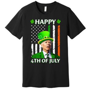 Happy 4th Of July Funny Joe Biden Confused St Patricks Day  Premium T-Shirt