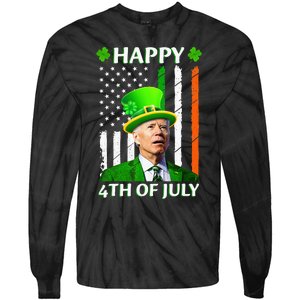 Happy 4th Of July Funny Joe Biden Confused St Patricks Day  Tie-Dye Long Sleeve Shirt