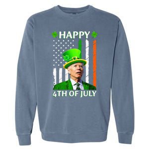 Happy 4th Of July Funny Joe Biden Confused St Patricks Day  Garment-Dyed Sweatshirt