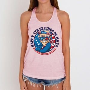 Happy 4th Of Cinco De Mayo Funny Joe Biden Women's Knotted Racerback Tank