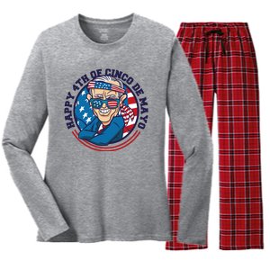 Happy 4th Of Cinco De Mayo Funny Joe Biden Women's Long Sleeve Flannel Pajama Set 