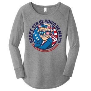 Happy 4th Of Cinco De Mayo Funny Joe Biden Women's Perfect Tri Tunic Long Sleeve Shirt