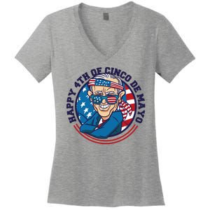 Happy 4th Of Cinco De Mayo Funny Joe Biden Women's V-Neck T-Shirt