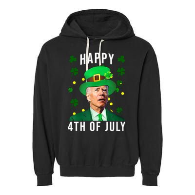 Happy 4th Of July Joe Biden St Patrick's Day Funny Garment-Dyed Fleece Hoodie