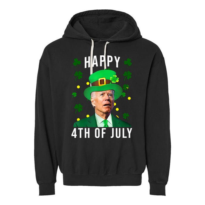 Happy 4th Of July Joe Biden St Patrick's Day Funny Garment-Dyed Fleece Hoodie