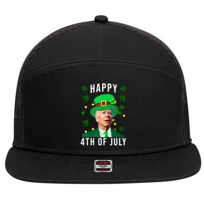 Happy 4th Of July Joe Biden St Patrick's Day Funny 7 Panel Mesh Trucker Snapback Hat