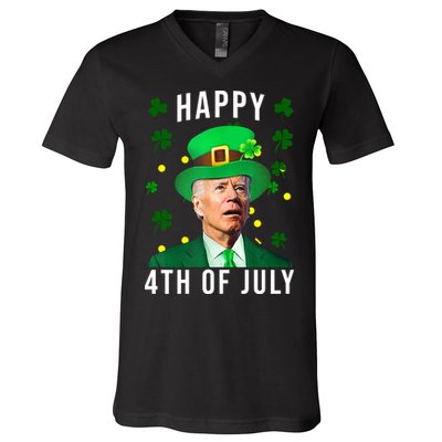 Happy 4th Of July Joe Biden St Patrick's Day Funny V-Neck T-Shirt