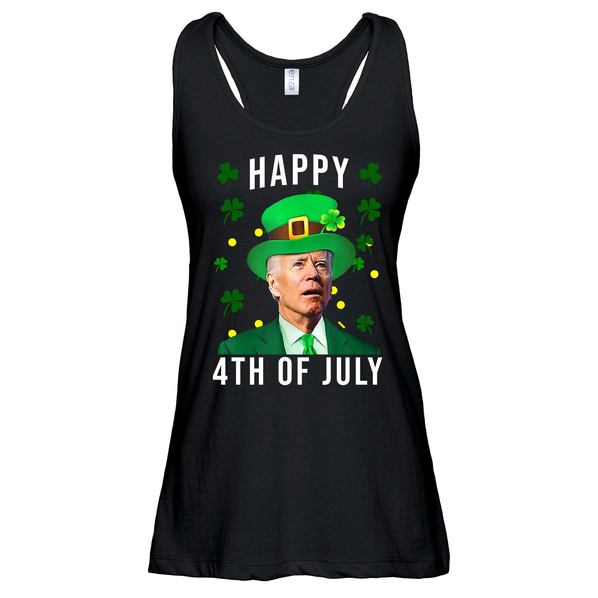 Happy 4th Of July Joe Biden St Patrick's Day Funny Ladies Essential Flowy Tank