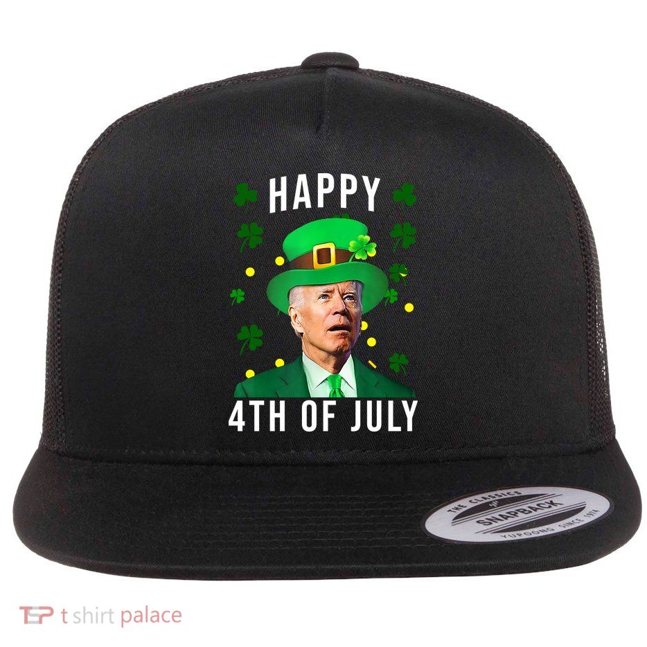 Happy 4th Of July Joe Biden St Patrick's Day Funny Flat Bill Trucker Hat