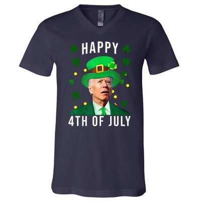 Happy 4th Of July Joe Biden St Patrick's Day Funny V-Neck T-Shirt