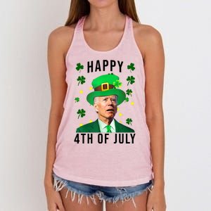 Happy 4th Of July Joe Biden St Patrick's Day Funny Women's Knotted Racerback Tank