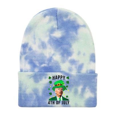 Happy 4th Of July Joe Biden St Patrick's Day Funny Tie Dye 12in Knit Beanie